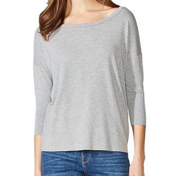 NWT Bailey/44 Sarah Dropped Shoulder Raw Trim 3/4 Sleeve Jersey Top Size Large - Picture 1 of 11